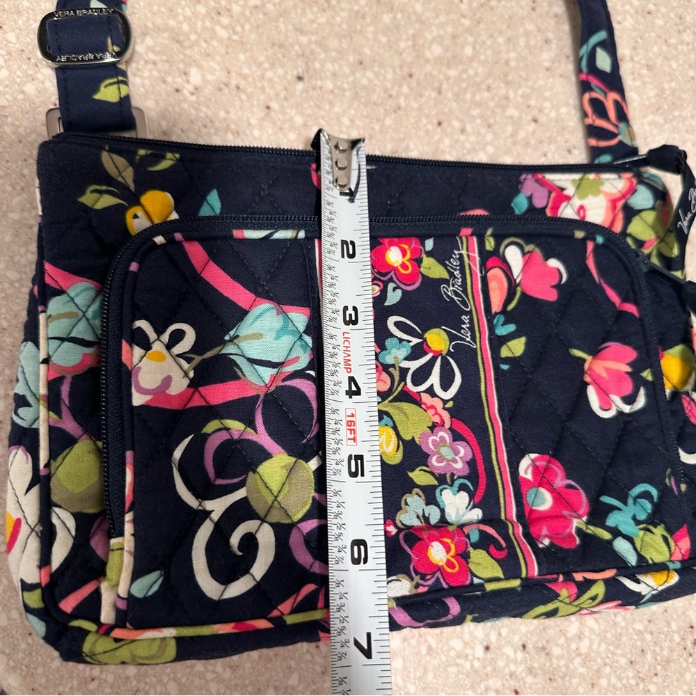 Vera Bradley Little Hipster Crossbody Bag in Navy Floral Retired Pattern Ribbons - Picture 11 of 15
